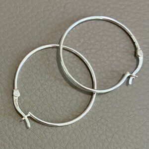 Sterling silver hoop earrings 4mm - classic polished lightweight durable hoops